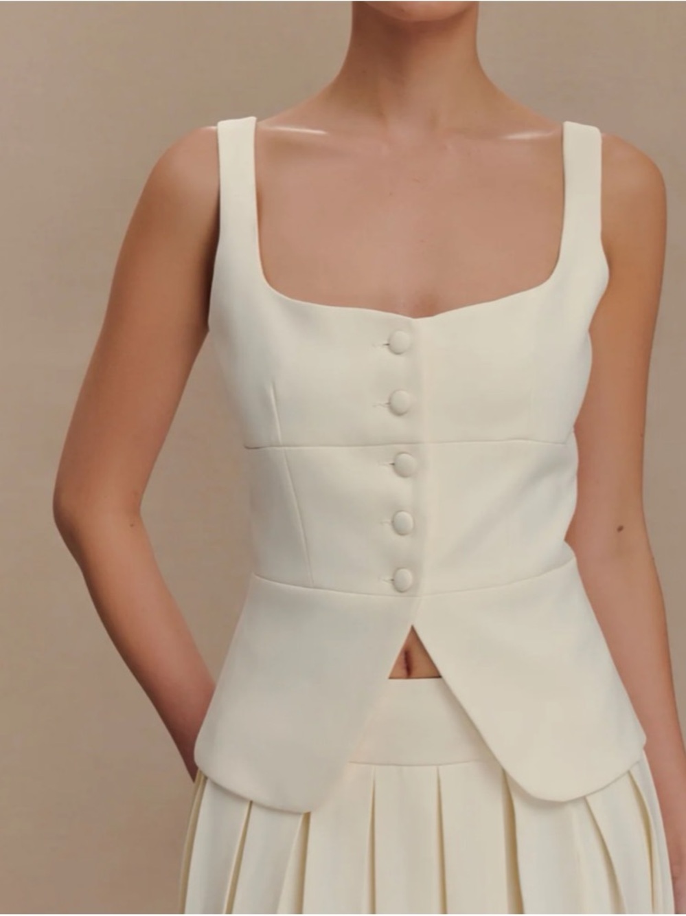 meshki sunny suiting peplum top - ivory